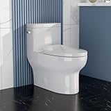 Kichae One Piece Toilet, Single Flush 1.1/1.6 GPF Elongated Toilet with Comfortable Seat Height, Powerful...