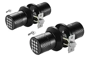 Keyless Entry Door Lock with Handle, Keypad Door Knob, Auto Lock, Waterproof Electronic Black Door Knob, for Home, Office, Hotel(YL-98-black-2pc)