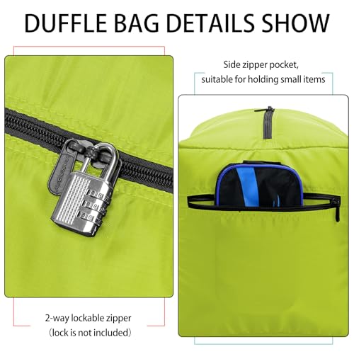 Image of Foldable Duffel Bag 30 inch / 75L Lightweight with Water Rresistant for Travel, Light Green, 30 inch, Foldable Travel Duffel Bag