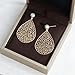 Handmade Filigree Teardrop Earrings for Women, 14K Gold Plated Cultured Pearl Leaf Dangle Earrings