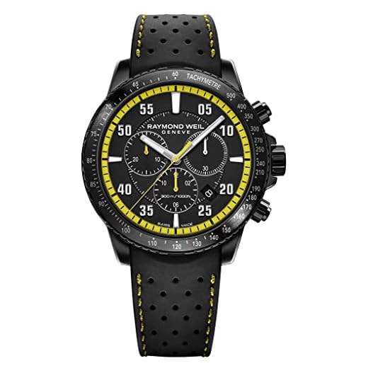 Raymond Weil Reloj Tango, 8570 -BKR-05275, Redondo, cronógrafo de Cuarzo para Hombre Negro Caja de 43 mm