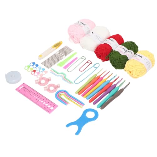 RASTKY Juego de 58 Ganchos de Ganchillo de Aluminio con Suave de TPR Colorido, Kit Duradero para Tejer, Kit de Iniciación de Ganchillo Portátil para Suéteres, Sombreros, Bufandas