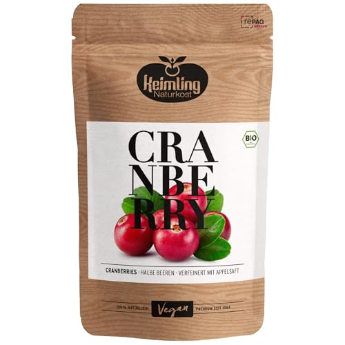 Bio Cranberries, getrocknet, mit Apfelsaft gesüßt, vegan, ungeschwefelt, ohne Zuckerzusatz (450 g)