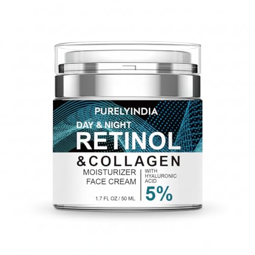 Purelyindia Retinol Cream for Face – Anti-Aging Moisturizer to Reduce Wrinkles & Fine Lines – Hydrating Retinol Night & Day Cream for Smooth, Firm Skin