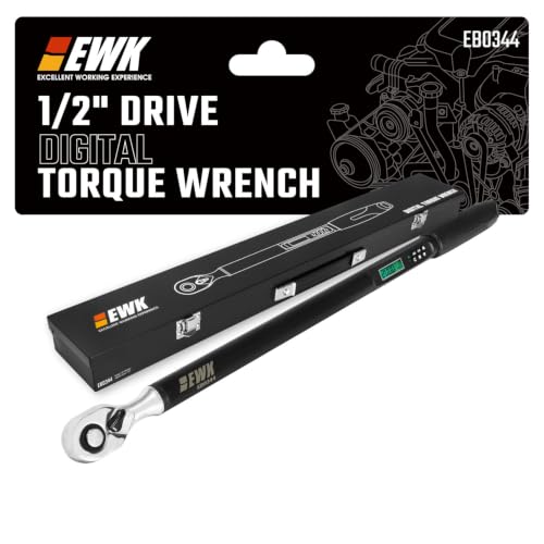 Image of EWK 1 /2 Inch Drive Digital Torque Wrench 7.4-147.6 ft-lbs (10-200 Nm) | IS0 6789, ±1.5% clockwise / ±2.5% counterclockwise, LCD Display, LED Buzzer Vibration Alert, 30 Memory Values