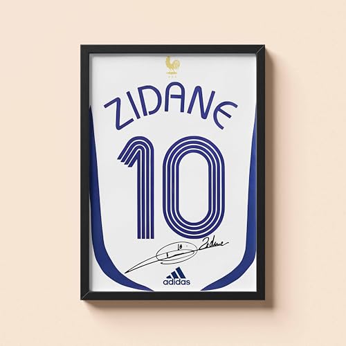 Image of Posternet Zinedine Zidane Wall Poster Frames | 8x12 inch | World Cup special signed Jerseys Series | Hanging Wall Artwork Frames for Living Room, Bedroom, Office and Etc