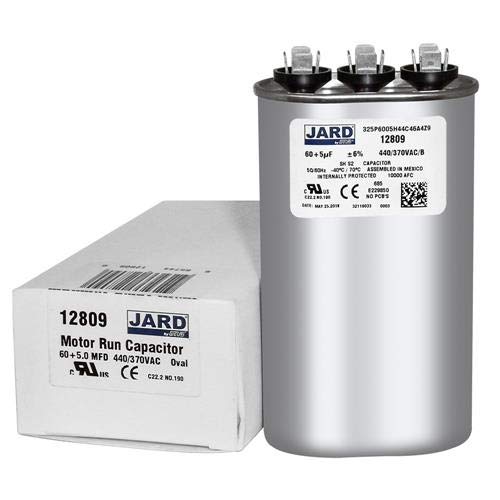 (2) Pack, 60 + 5 uF x 370 or 440 VAC Jard 12809 Oval Dual Run