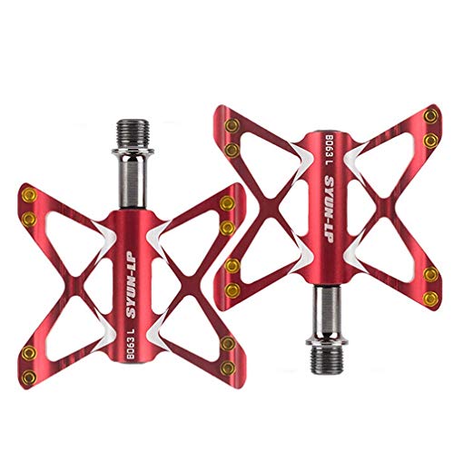 PROMEND Pedal De Bicicleta De Montaña De Aleación Ligera De Aluminio 6061, Accesorios De Rodamiento, Antideslizante Y Duradero, 9/16, Red