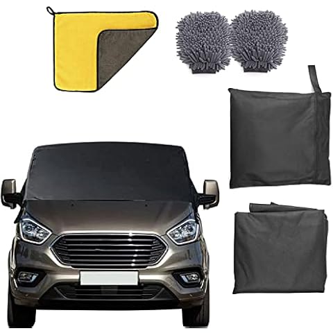 Front Windscreen Wrap Cover for T6, Heavy Duty 600D Oxford Curtain Wrap Cover with Reflective Strips, Waterproof Sunshades Windshield Frost Window Front Screen Cover (black, T5) Cover