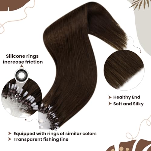 Hetto Micro Beads Hair Extensions Real Human Hair Natural Brown - Image 2
