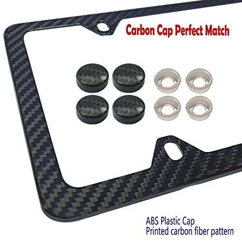 Image of BGGTMO Carbon Fiber License Plate Frame-Stainless Steel License Plate Frames Handmade Covering 100% Real Carbon Fiber | Stainless Steel Tamper Proof License Plate Screws, 4 Hole Slim Frame 1 Pack