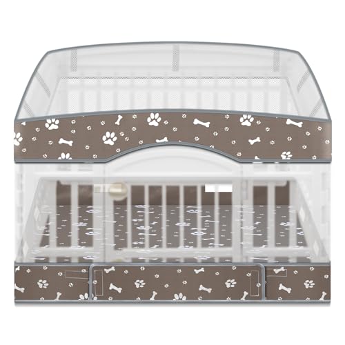 Image of 2 Pack Dog Playpens Cover and Bottom Mat Fits 4 Panels, Grey | for 36 Inch Pet Playpen, Dog Crate Cover Puppy Exercise Pad, Reusable Washable, Hook and Loop Design, Playpen Not Included