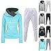 Generisch Damen Sportanzug Set 3/4 Oversize Sommer Winter, Damen Trainingsanzug Set 2-Teilig Heartbeat Print Hoodie Jogginghose Sweatshirt Hose Zweiteiler Jogginganzüge Kapuzenpullover