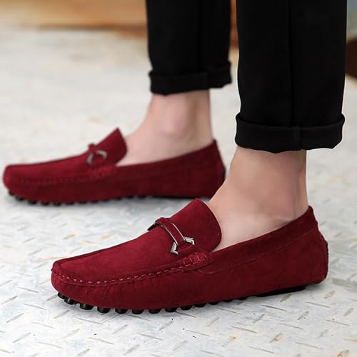 FLIOZY Men's Suede Slip-On Loafers with Metal Buckle | Round Toe Casual Shoes | Microfiber Lining & Comfort Driving Design4