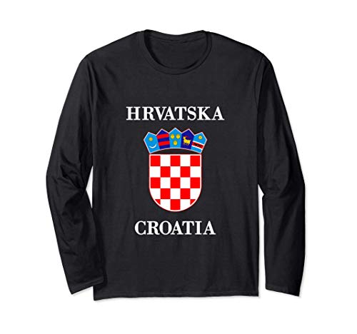 Hrvatska Croatian Coat Of Arms Tee Flag Of Croatia Pride Manga Larga