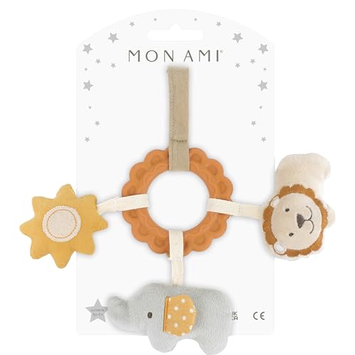Image of MON AMI Safari and Friends Teether Ring - 10.5 inch Soft Silicone Teething Ring, Plush Toy for Infants, Baby Teething Relief, BPA-Free, Easy-Grip, Comforting Teething Toy for Babies, Perfect for Sore Gums