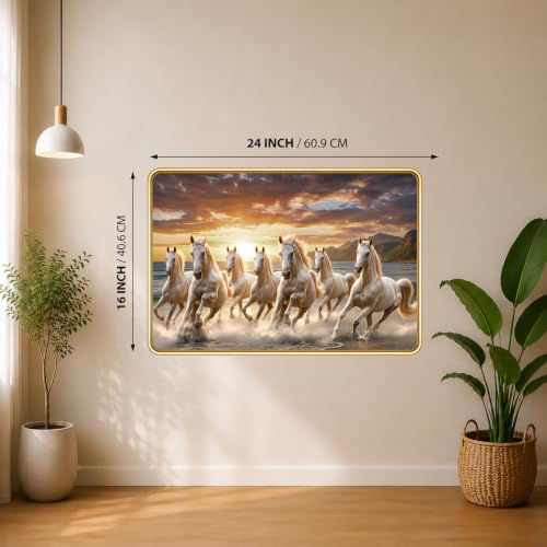 Image of 7 Running Horses Vastu Photo Frame, 16x24 Inch