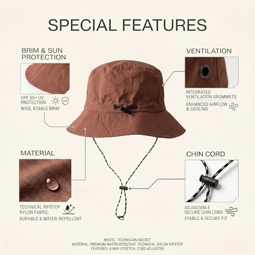 Image of Kraptick Adjustable Bucket Hat for Men - Wide Brim Sun Protection Safari Hat with Chin Strap for Outdoor, Fishing, Hiking, Trekking & Travel - Breathable Summer Boonie Cap