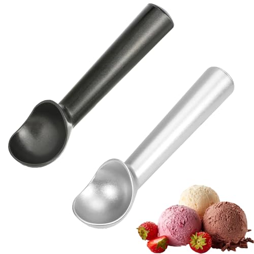 Ice Cream Scoop, Icecream Scoop Metal, 2 Pcs Nonstick Anti-Freeze Aluminum Scooper Spoon, Heavy Duty Durable Design Ice Cream Scoops for Gelato, Cookie Dough, Sorbet, Almond