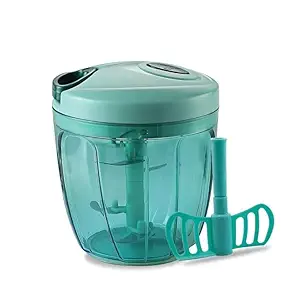 Cadlec Premium Alpha Chopper | Quick Multipurpose 2 in 1 | Handy Dori Chopper | Quick Cutter Machine | Effortless Chopping | Unbreakable | Anti-Slip Base | 6 Stainless Steel Blade (900ml, Green)