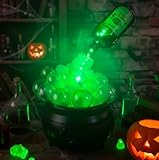 LED Color Changing Water Flow Halloween Cauldron Light with Witches Magic Floating Potion Bottles Indoor Effect Spooky Decoration for Home Table,Room,Party