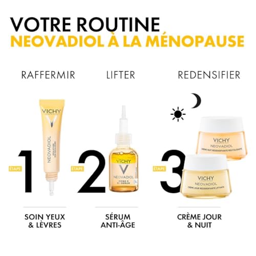 Vichy - NEOVADIOL - Crème Yeux et lèvres - A base de Cassia, Niacinamide et Acide Hyaluronique - Crème Contour des Yeux qui Améliore la Tonicité et Réduit les Cernes Sous Les Yeux - Pour Peaux Matures