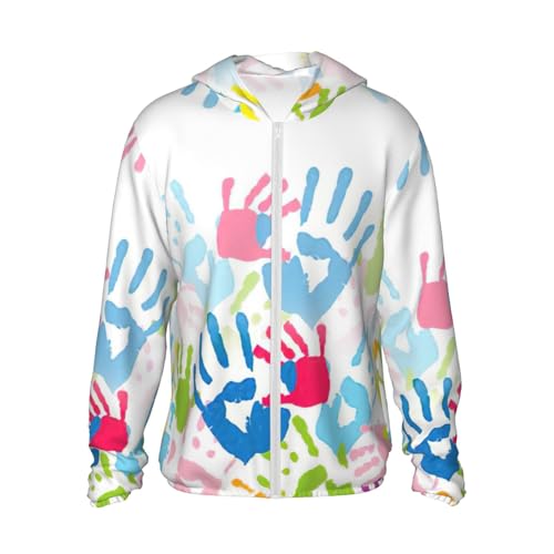 Sudadera con capucha con estampado de manos ligera y con cremallera frontal