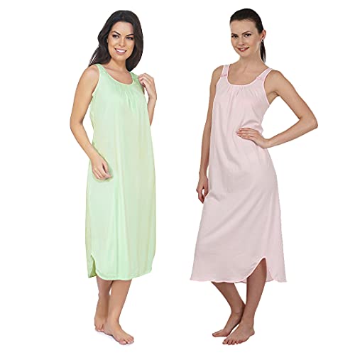 Image of BLAZON Women's Cotton Hosiery Solid Maxi Nighty Slip (Pack of 2) Available Sizes: S, M, L, XL, 2XL, 3XL, 4XL, 5XL
