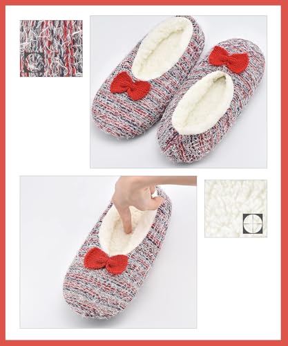 Image of DICUIRD Womens Cozy&Warm Soft Sole Slipper Socks with Grippers-Girls Teddy Fleece Indoor Slipper with Non-skid Bottoms