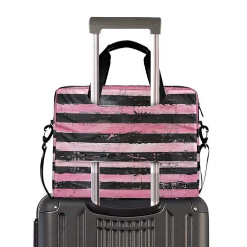 Funda para portátil 15.6 pulg negro y rosa con asa y correa miniatura 4