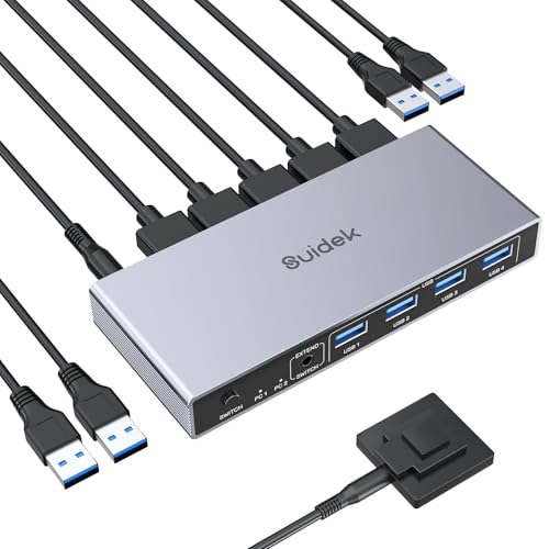 SUIDEK 8K@60Hz DP KVM Switch 2 Computers 1 Monitor with USB 3.0 Ports
