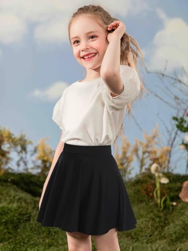 Comfyouth Girls Skirts Casual Mini Flare Pleated Skirt With Shorts High Waisted Skater Skirt A Line Skorts Black thumb #4