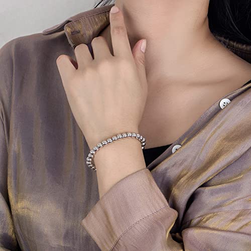 925 Sterling Silver 4-10Mm Ball Chain Bracelet For Women's - Italian Handmade Bead Chain Bracelet 5''5.7''6.3''6.7''7.5''8''8.3''8.5''9 Inch Rose Gold Party Jewelry (6Mm Silver, 7.5 Inches) #TOP2