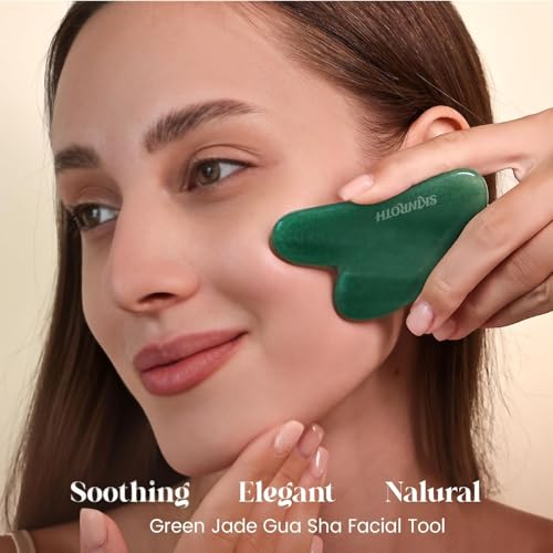 Image of Grade A+ Korean Jade Roller and Gua Sha Set | Original Stone From Korea, Facial Massage Tool for Anti-Aging - Includes Anti-Rust & Dustproof Storage Box (Green)