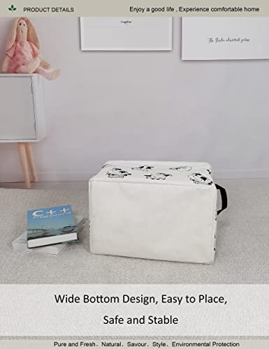 Image of Rectangular Folding Laundry Basket,Canvas Basket,Nersury Hamper,Suitable for Children,Office,Bedroom,Clothes,Toys Storage (REC Cow), 14.9''L x10.2''Wx9.05''H inches
