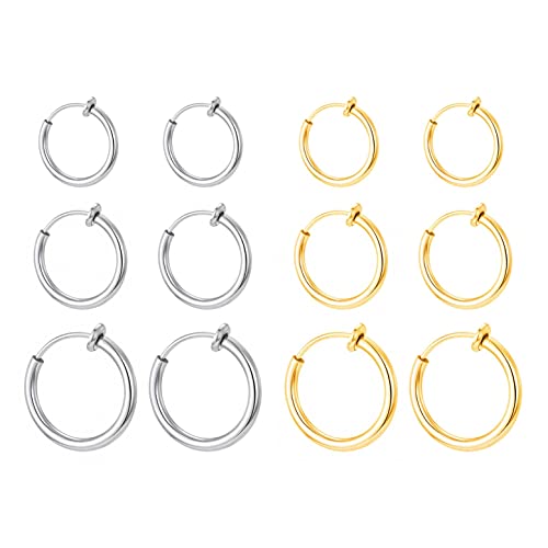 JZK 12 pezzi 11mm 13mm 15mm piccolo falso cerchio orecchino, orecchini non forati, anello naso non piercing, anello piercing setto naso clip-on, falso cerchio piercing elica, falso anello cartilagine