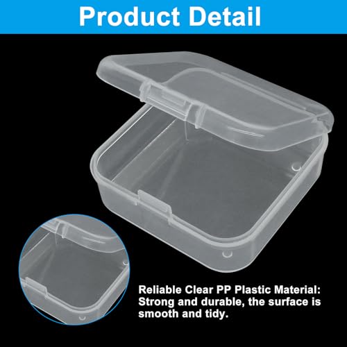 Image of LifCratms 12 Pcs Mini Clear Plastic Storage Containers Boxes, Small Bead Box for Collecting Small Items, Game Pieces, Jewelry, Business Cards, Crafts Accessories (2.16 x 2.16 x 0.79 Inch)