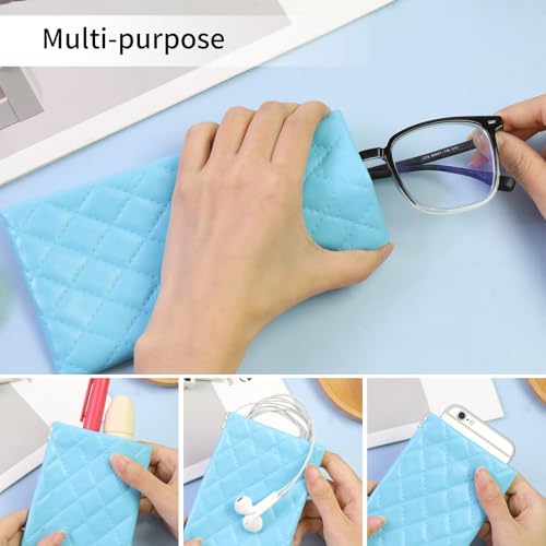 Image of Double Eyeglass Case Soft Dual Glasses Case for Women Men Travel Squeeze Top Sunglasses Cases Eyeglasses Pouch