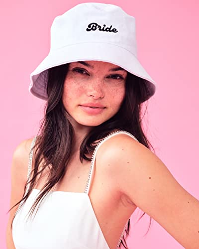 xo, Fetti White Bride Bucket Hat | Bachelorette Party Decorations, Bridal Shower Gift, Bach Favors, Engagement Party Accessory, Camp Bride to Be