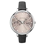 Sekonda Editions 37mm Ladies Silver Case Watch Grey Lace Patterned Dial Three Hand Analogue Quartz with PU strap