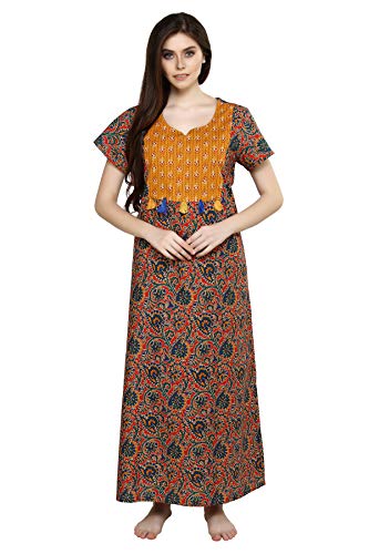 Image of Evolove Women's Cotton Long Maxi Night Gown Nighty Dress with Pocket, Super Soft Comfortable (LNG-Cotton-2)
