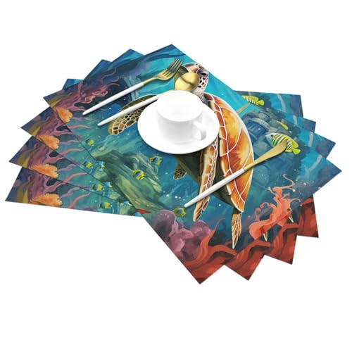 Sets de table faciles à nettoyer en PVC dauphins anti-taches pour intérieur - 4