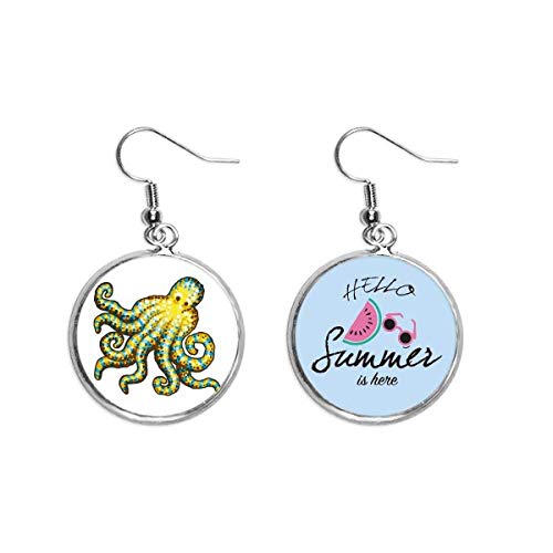 Pendientes de pulpo y sandía de verano con dibujos animados para el lóbulo