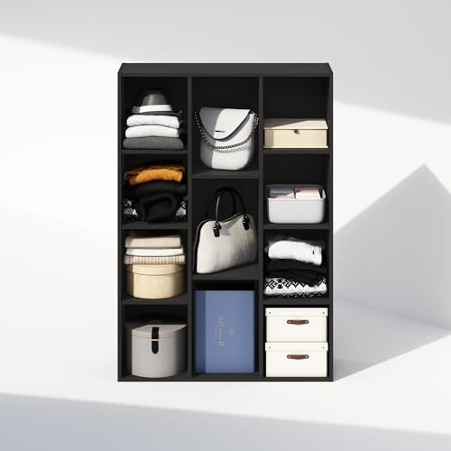 Image of Furinno Reed Closet Organizers and Storage, 11-Cube Closet Organizer, Open Shelf Closet Storage, for Wardrobe, Bedroom, Living Room, Blackwood
