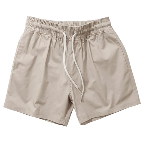 Oymyakon Men's 5 Inch Shorts Cotton Casual Shorts Summer Classic Fit Elastic Waist Workout Short with Pockets4