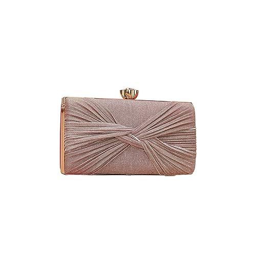 CORIOS Sequin Clutch Bag Pleated Evening Bag for Women Bridal Wedding Purse Sparkly Rhinestone Handbag Glitter Crystal Shoulder Bag Elegant Crossbody Bag for Banquet Prom Cocktail Party Pink -  CO-HU002