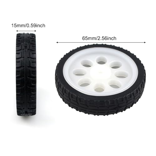 SquEqu 4 Pack TT Motor Wheels with Rubber Tire High Speed Encoder Smart Robot Car Wheel Replacement Spare Parts for Gearbox Motor 200RPM Ratio 1:48 Shaft Motors DIY Robot Smart Car Chassis Kit Arduino