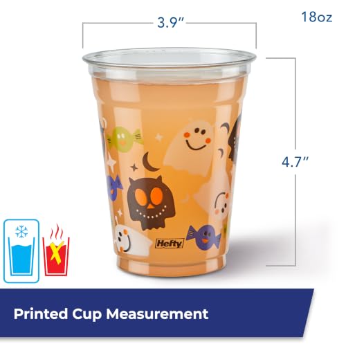 Image of Hefty Party On Disposable Cups, Assorted Halloween Colors and Print, 76ct