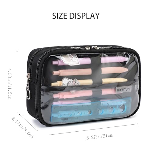Image of Pencil Case, Large Capacity Zipper Pencil Pouch, Multi- Slot Pen Bag, Transparent Makeup Bag, Portable Office Stationery Pencil Bag.