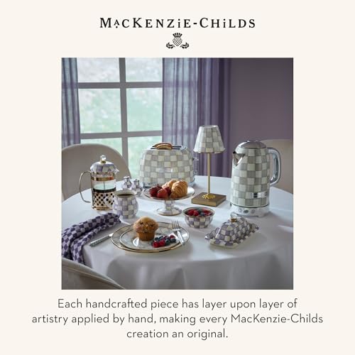 Image of MACKENZIE-CHILDS LED Cafe Table Lamp, Purple-and-White Violet Check